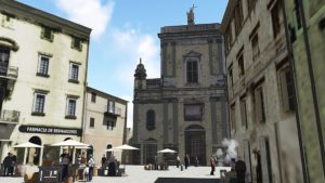 Ricostruzione in 3D di piazza San Bartolomeo ad Avezzano prima del sisma